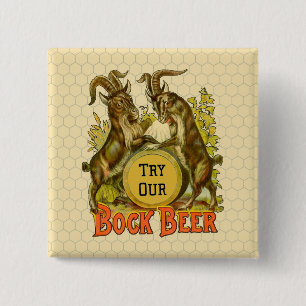 Vintage Bock Beer Poster: Antique Goat Saloon Bar 15 Cm Square Badge