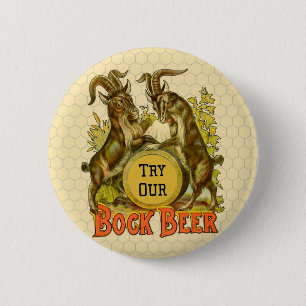 Vintage Bock Beer Poster: Antique Goat Saloon Bar 6 Cm Round Badge