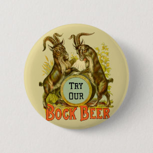 Vintage Bock Beer Poster: Antique Goat Saloon Bar 6 Cm Round Badge