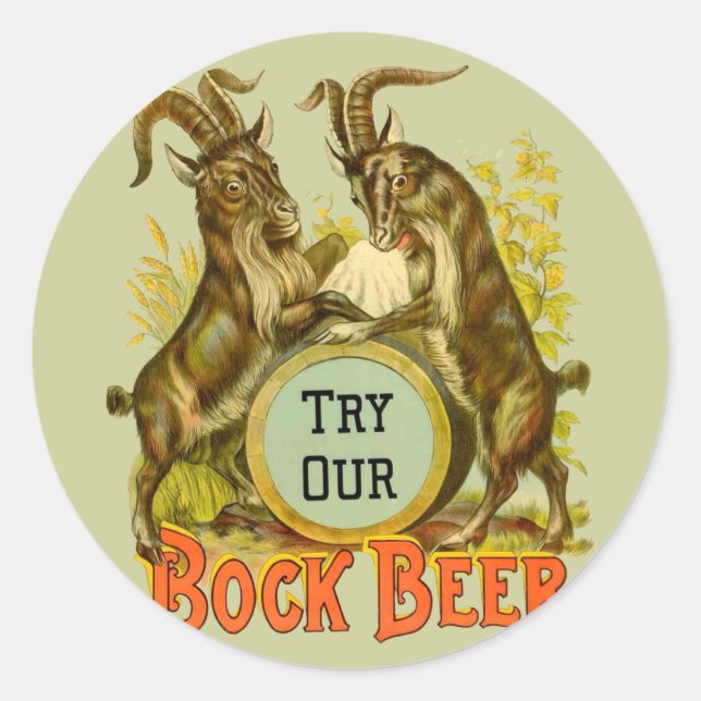 Vintage Bock Beer Poster: Antique Goat Saloon Bar  Classic Round Sticker (Front)