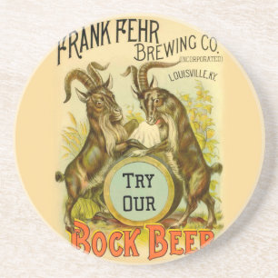 Vintage Bock Beer Poster: Antique Goat Saloon Bar Coaster