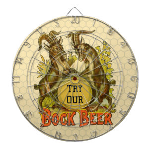 Vintage Bock Beer Poster: Antique Goat Saloon Bar Dartboard