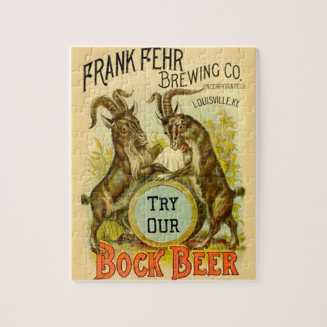Vintage Bock Beer Poster: Antique Goat Saloon Bar  Jigsaw Puzzle (Vertical)
