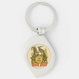Vintage Bock Beer Poster: Antique Goat Saloon Bar Key Ring