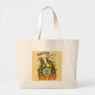 Vintage Bock Beer Poster: Antique Goat Saloon Bar Large Tote Bag