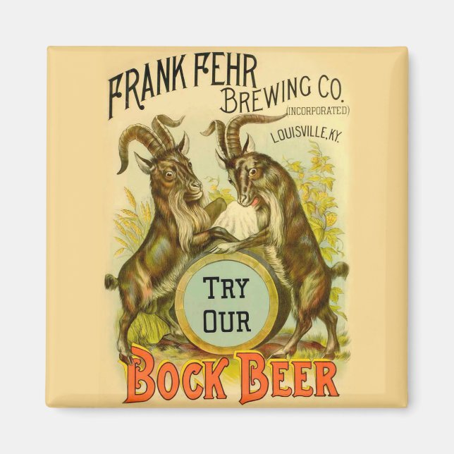 Vintage Bock Beer Poster: Antique Goat Saloon Bar  Magnet (Front)