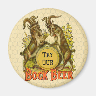 Vintage Bock Beer Poster: Antique Goat Saloon Bar Magnet