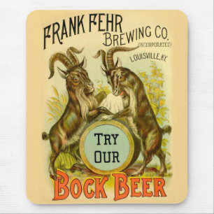 Vintage Bock Beer Poster: Antique Goat Saloon Bar Mouse Mat