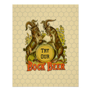 Vintage Bock Beer Poster: Antique Goat Saloon Bar Poster
