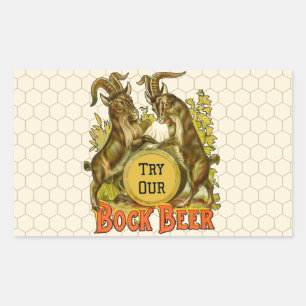 Vintage Bock Beer Poster: Antique Goat Saloon Bar Rectangular Sticker
