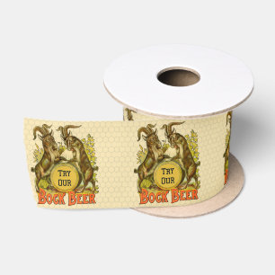 Vintage Bock Beer Poster: Antique Goat Saloon Bar Satin Ribbon