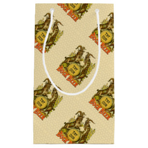 Vintage Bock Beer Poster: Antique Goat Saloon Bar Small Gift Bag