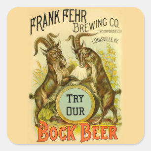 Vintage Bock Beer Poster: Antique Goat Saloon Bar Square Sticker