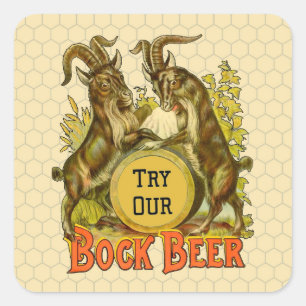 Vintage Bock Beer Poster: Antique Goat Saloon Bar Square Sticker