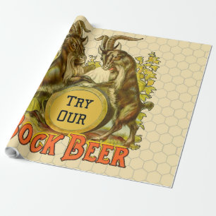 Vintage Bock Beer Poster: Antique Goat Saloon Bar Wrapping Paper