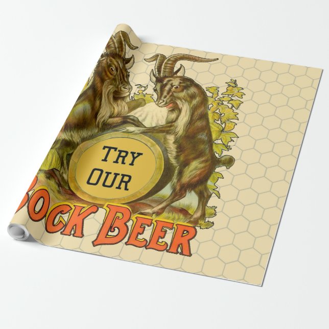 Vintage Bock Beer Poster: Antique Goat Saloon Bar  Wrapping Paper (Unrolled)