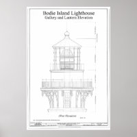 Vintage Bodie Island Lighthouse Blueprint
