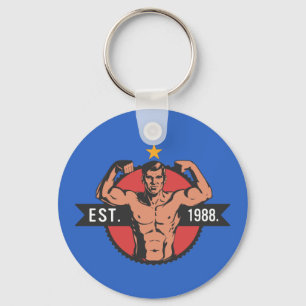 Vintage Bodybuilder EST 1988 Key Ring