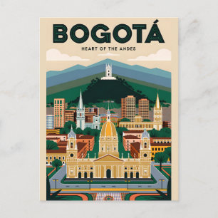 Vintage Bogotá Colombia Heart of the Andes Retro Postcard
