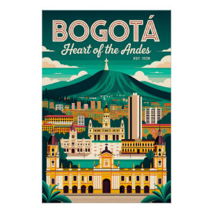 Vintage Bogotá Colombia Heart of the Andes Retro  Poster