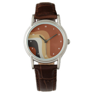Vintage Bohemian Abstract 70s Groovy Orange Hippie Watch