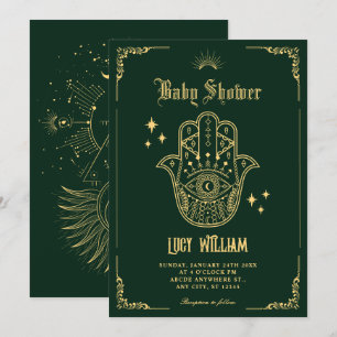 Vintage Bohemian art symbols baby shower Invitation
