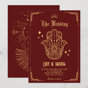 Vintage Bohemian art symbols wedding Invitation