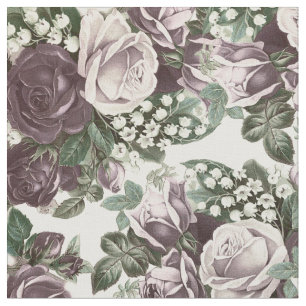 Vintage bohemian burgundy white roses floral fabric