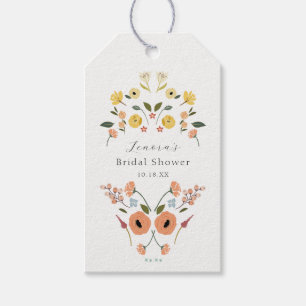 Vintage Bohemian Floral Photo Bridal Shower Gift Tags
