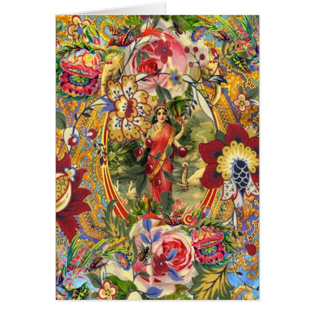 Vintage Bohemian Goddess Greeting Card (Front)