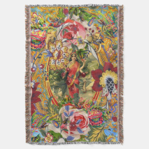Vintage Bohemian Goddess Throw Blanket