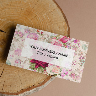 Vintage bohemian pink lavender roses flowers business card