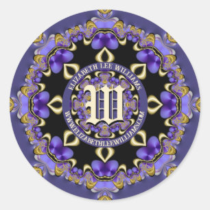 Vintage Bohemian Purple Gold Lace Mandala Classic Round Sticker