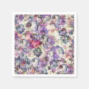 Vintage bohemian rustic pink lavender floral napkin