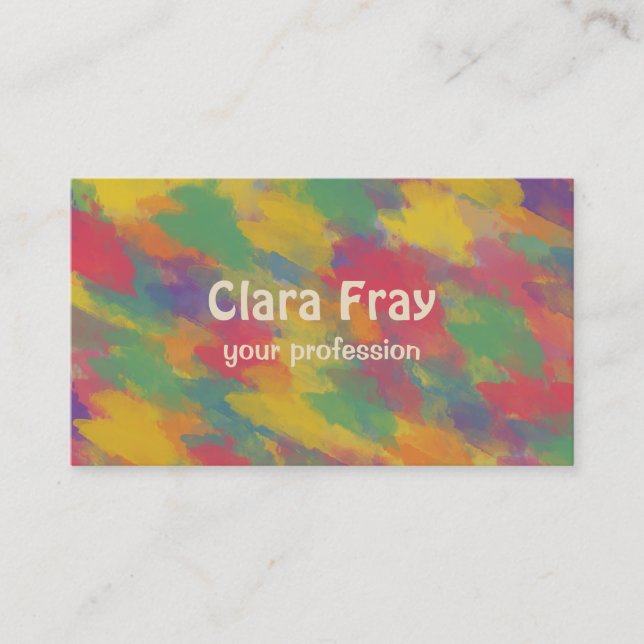 vintage Bohemian style colourful brushstrokes Business Card (Front)