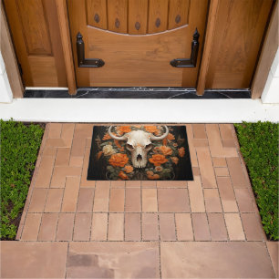 Vintage Bohemian Sugar Skull Bloom Doormat