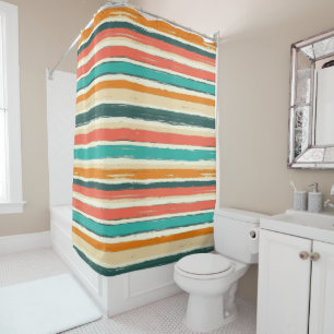 Vintage Bohemian Watercolor Striped (3) Shower Curtain