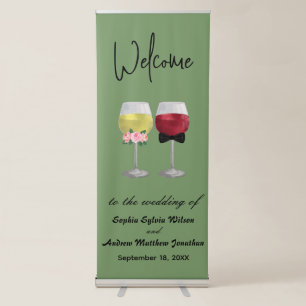 Vintage Bohemian Welcome Couple Wine Wedding Retractable Banner