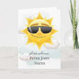 vintage bohemian yellow gold ray sunshine baby card