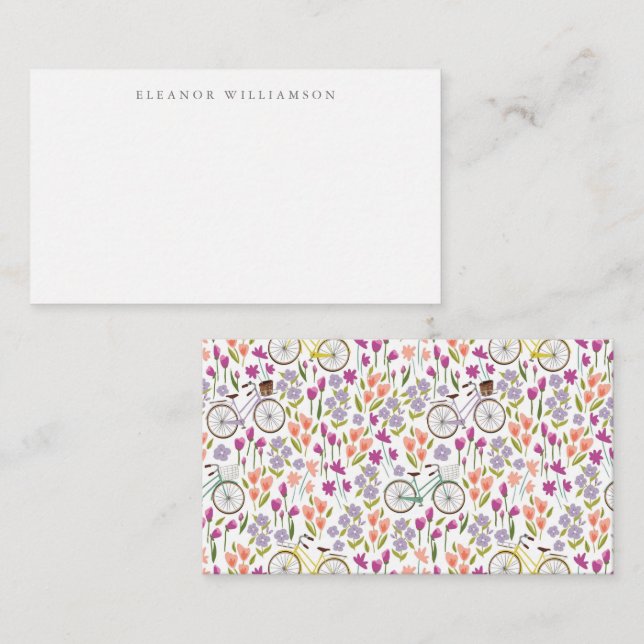 Vintage Boho Bicycle Custom Name Gift Enclosure  Card (Front/Back)