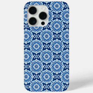 Vintage Boho Blue Floral Pattern iPhone 15 Pro Max Case