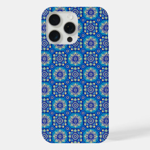 Vintage Boho Blue Floral Pattern iPhone 15 Pro Max Case