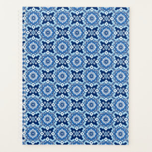Vintage Boho Blue Floral Pattern Planner