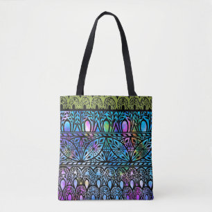 Vintage Boho Blues Stained Glass Pattern Tote Bag