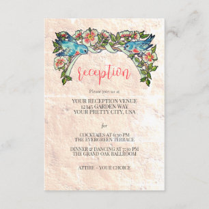 Vintage Boho Blush Pink Floral Wedding Reception Enclosure Card