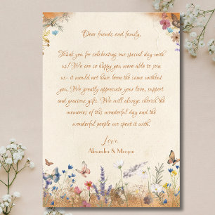 Vintage Boho Butterfly Garden Thank You Card