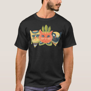 Vintage Boho Cats Cute Funny Hippie Cat Kitty Love T-Shirt