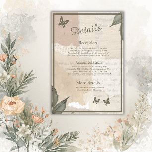 vintage boho chic greenery wedding enclosure card