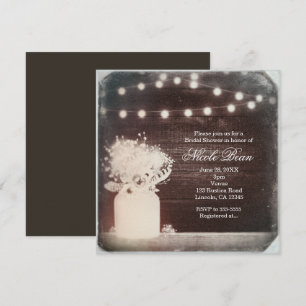 Vintage Boho Chic Mason Jar Lights Rustic Invitation