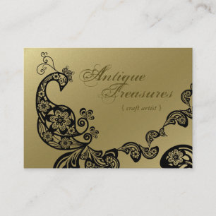 Vintage Boho Chic Paisley Elegant Floral Peacock Business Card